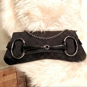 SOLD! Authentic Gucci Horsebit Large Canvas clutch